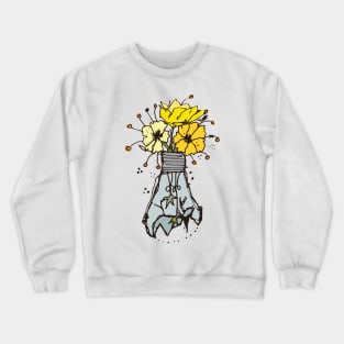 Light bulb with yellow flowers sketch 2 Crewneck Sweatshirt